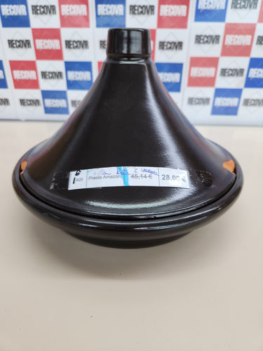 Tajine Natural Negro 28 cm - Barro Natural Esmaltado, tapa con orificio IBILI -